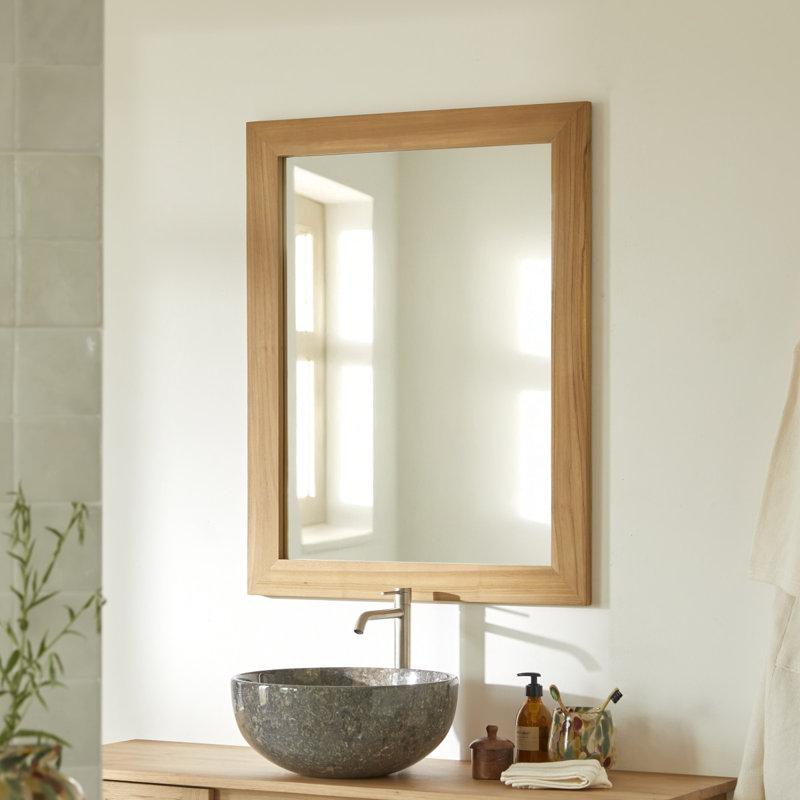 Tona Wood Wall Mirror, 90 cm H x 70 cm W x 2.5 cm D