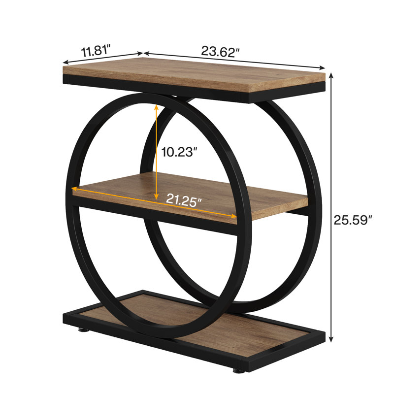 Maneeta Rectangular End Table Set, Light Brown/Black