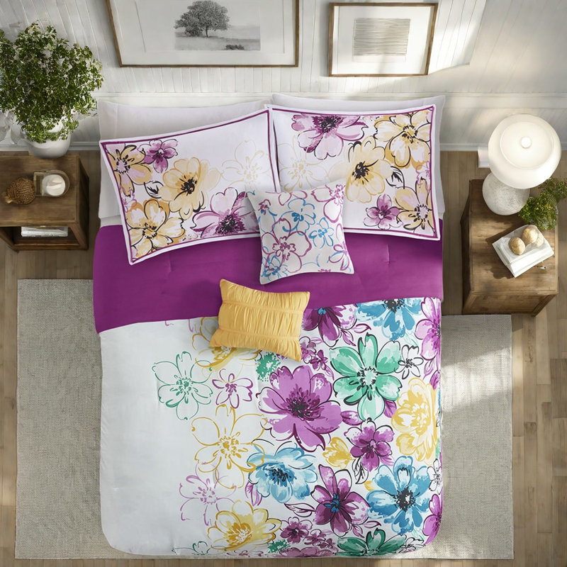 King Floral Bedding Sets, Polyester Microfiber Comfort, Bedroom Decor