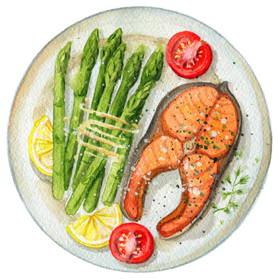 Watercolor Food Plate - Wrapped Canvas Painting