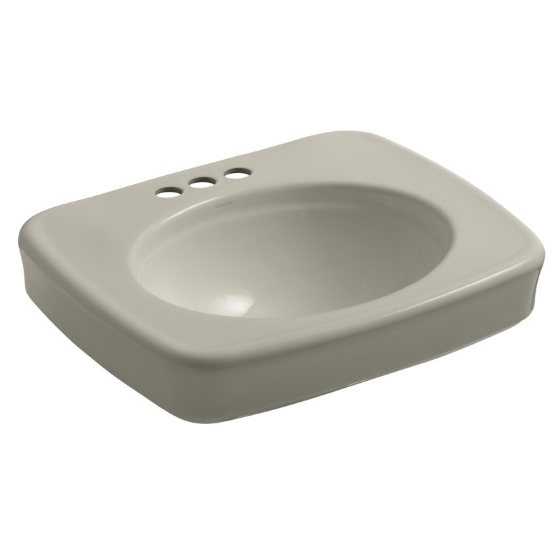 Bancroft Ceramic 24" Pedestal Bathroom Sink, Single Hole Faucet, Sandbar