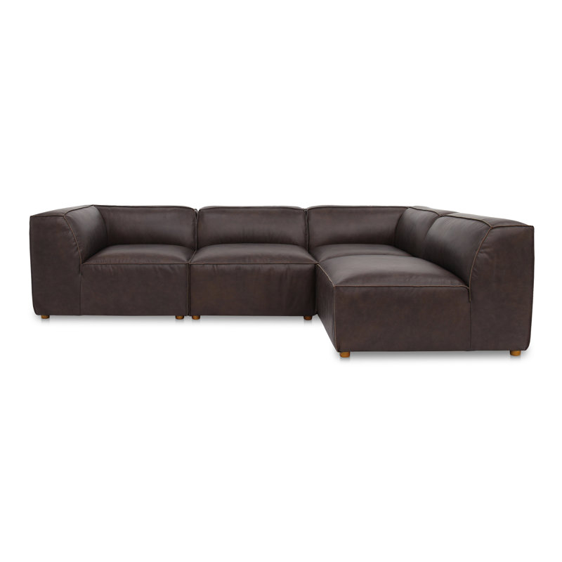 Riehlin 4 - Genuine Leather Modular Sectional, Brown Genuine Leather