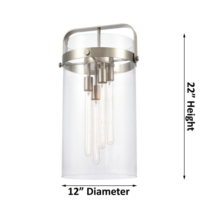 Pilaster 4 Light 12" Stem Hung Pendant, Brushed Brass, Matte White