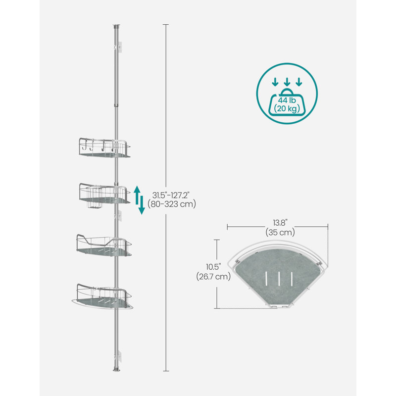 Amott Wall Shower Caddy, Grey
