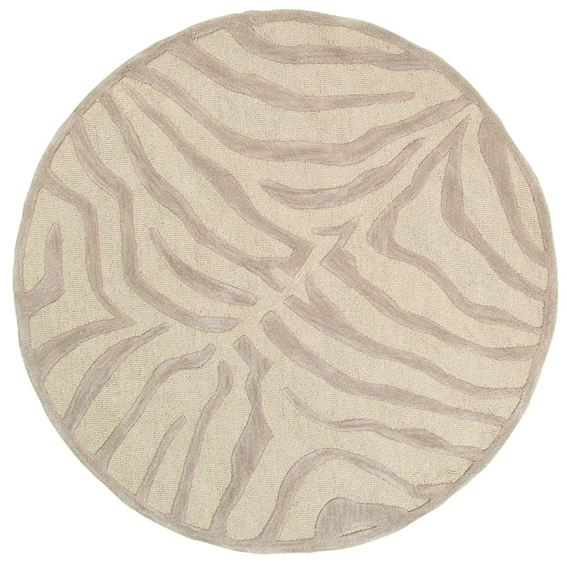 Tapis gris / argenté touffeté à la main Duley, Rond 5 pi