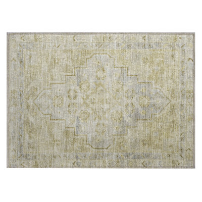 Machine Washable Indoor/Outdoor Xhevrie Gold Rug