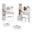 Armoire à miroir pleine grandeur + coiffeuse à miroir rond à DEL + tabouret rembourré, avec 2 centrales électriques + 2 centrales USB, miroir à DEL de 17 po de diamètre, commande tactile, 3 couleurs, luminosité réglable