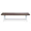 Banc en bois blanc rustique brun foncé avec cadre en métal brun foncé, 63 po de long pour aménagement extérieur