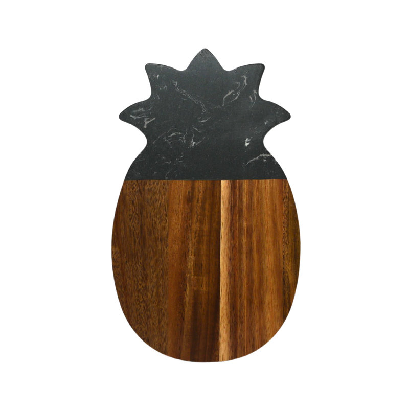 Marble and Acacia Wood Pineapple Board, Black