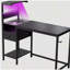 Bureau d'ordinateur avec prise de courant et tablettes de rangement, table d'écriture avec ports USB, station de travail pour PC-2130891481