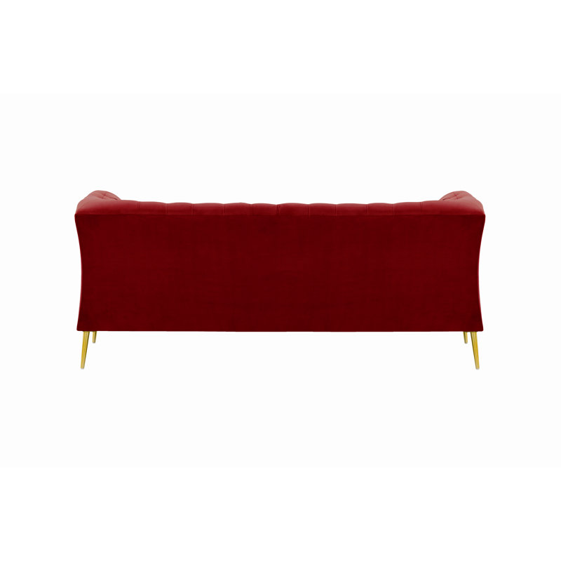 Burnham 2 Seater Velvet Sofa, Red, 74cm H X 183cm W X 80cm D