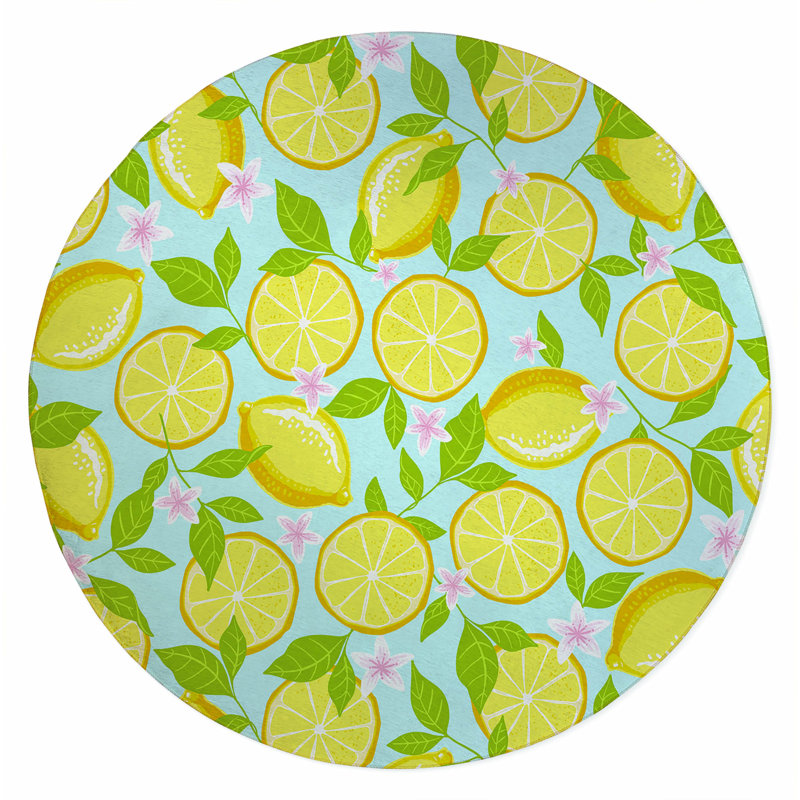 Tapis d'extérieur Lemons, Rond 5 pi