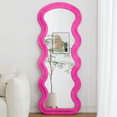 Wave Rose Design Full-Length Floor Accent Mirror - Hanging/Leaning Use For Bedroom/Living Room