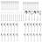66-Piece Square Cutlery Set,Includes 6 Pieces Of Each Cutlery And Extra Serving Cutlery