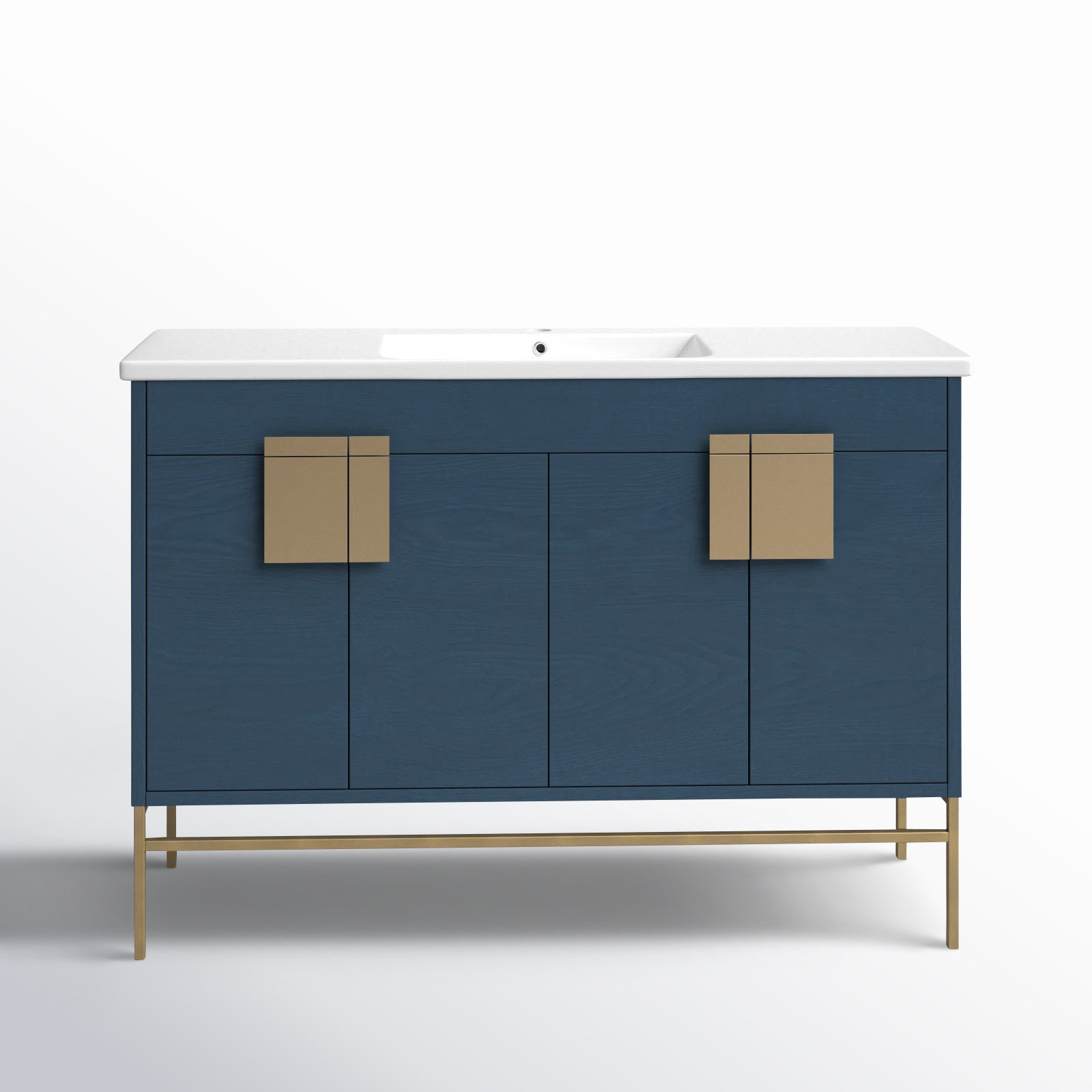 Maisie 48'' Single Bathroom Vanity, Blue, Satin Brass