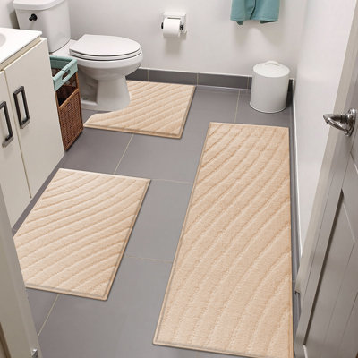 Super Absorbent Non-Slip Bathroom Rug Mats (Set of 3)
