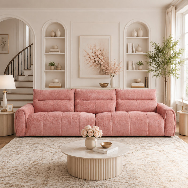 Canapé surdimensionné en chenille de 122 pouces, canapé extra-long à assise profonde avec coussins amovibles garnis de duvet, structure en bois massif, capacité de 1000 livres pour le salon