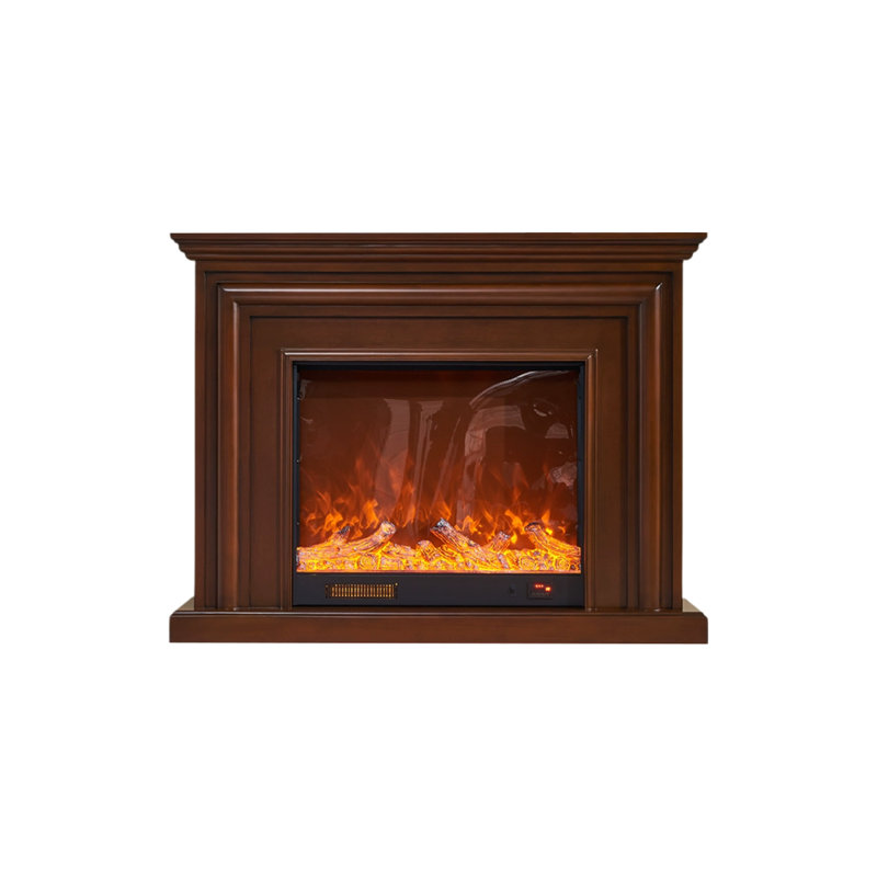 Brown Solid + Manufactured Wood Heating Freestanding Fireplace