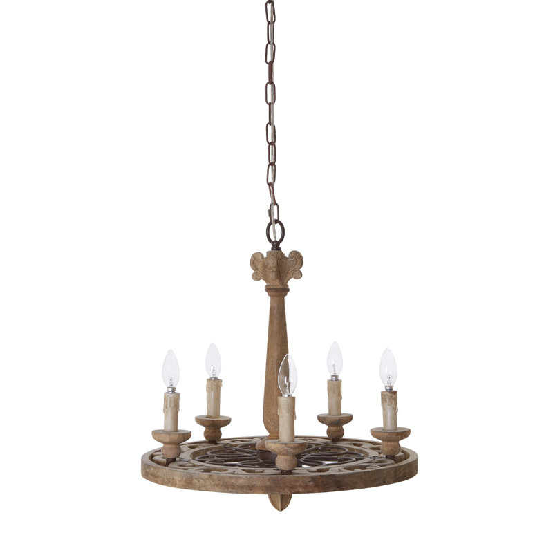 Corbin 5 - Light Wagon Wheel Chandelier