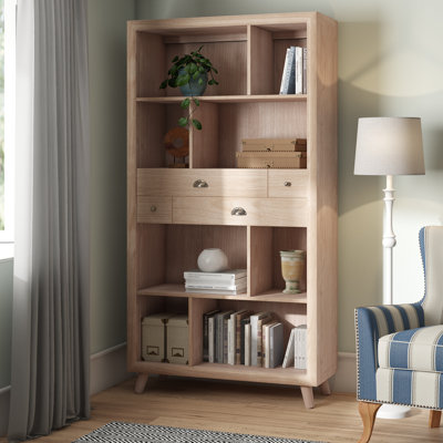 Bromo 190cm H x 100cm W Solid Wood Standard Bookcase