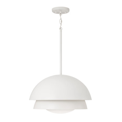17.25" W x 10.5" H 1-Light Modern Tiered Dome Pendant in Matte White with Soft White Glass Diffuser