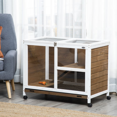 Lapin brun sur roulettes, bureau et table d'appoint, bois imperméable - Scratch - Cage Pet Home