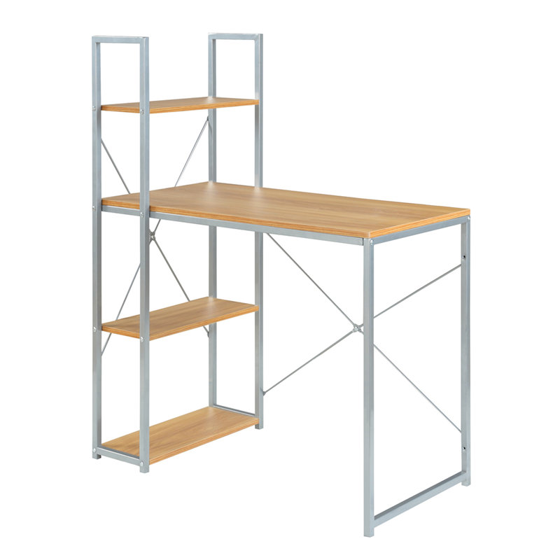 Bureau pour station de travail avec tablettes Gerell, Naturel / gris clair