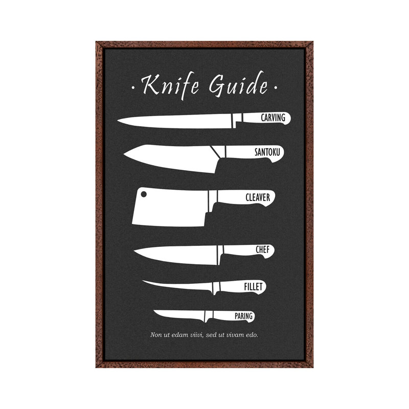 Butchery Knives by Mark Rogan - Print on Canvas, Classic Brown Wood Framed, 152.4cm H x 101.6cm W x 3.81cm D