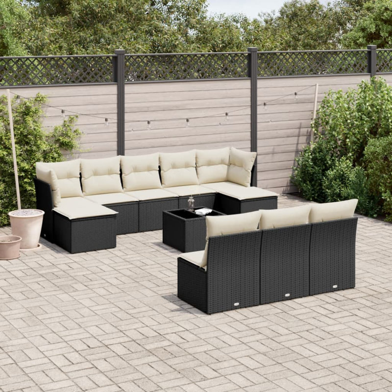 Ensemble de canapé de jardin Vidaxl noir, blanc crème