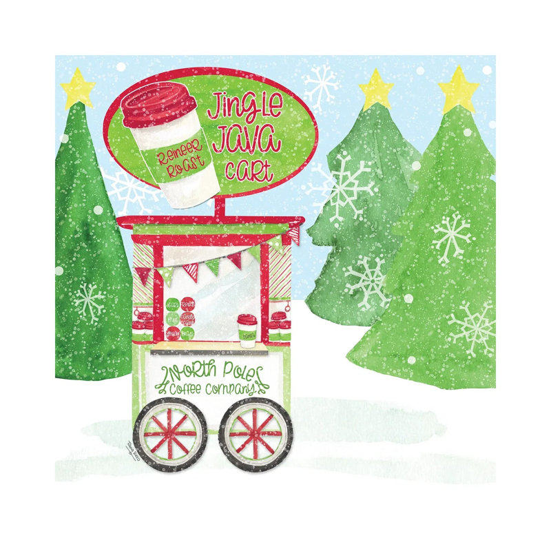 «Food Cart Christmas II Jingle Java» par Tara Reed - impression, Aucun mat, Toile tendue, H 12 po x l 12 po x P 0,75 po
