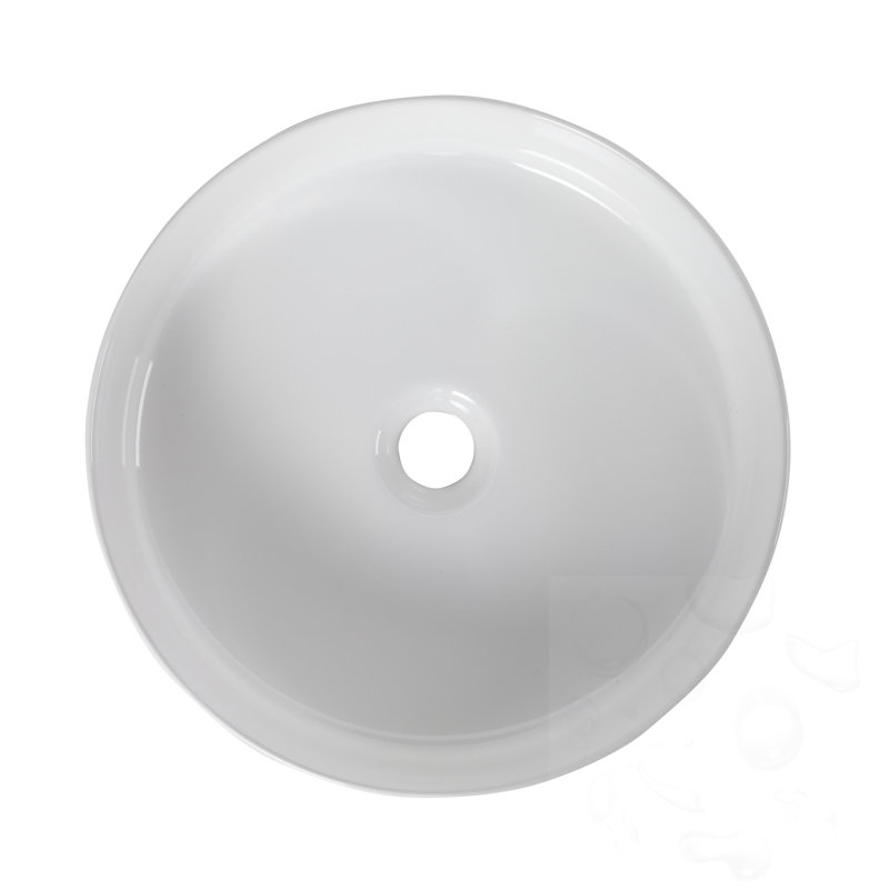Lavabo de salle de bain circulaire en céramique, Blanc brillant