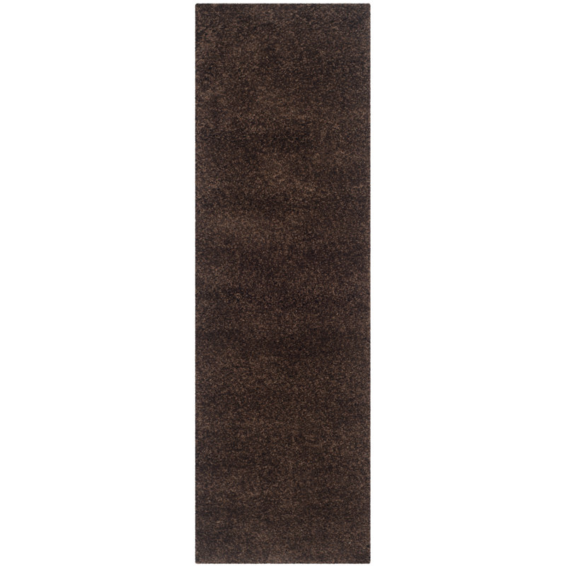 Angeliya Shag Performance Solid Color Rug, Runner 2'3" x 11', Brown