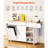 White 60in Kitchen Island Featuring Drawer, Drop Leaf And Lockable Wheels For Multi - Use Storage With Convenient Usage