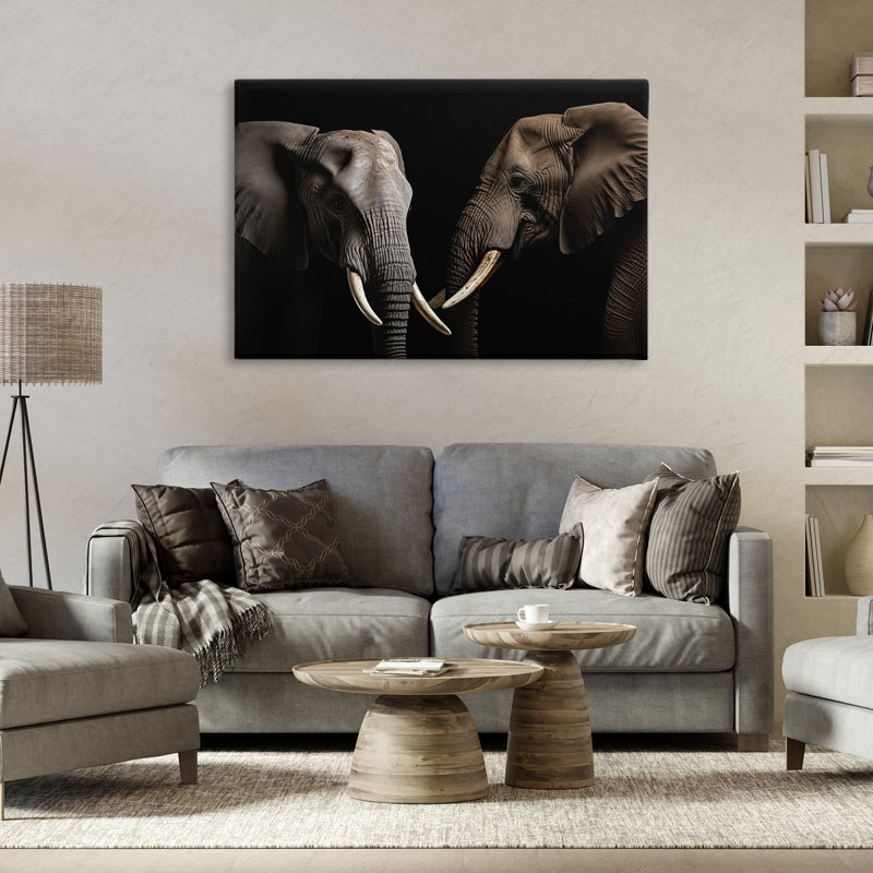 Pachyderm Elephant Pair  Canvas, design by Decent Exposures, 24" H x 36" W
