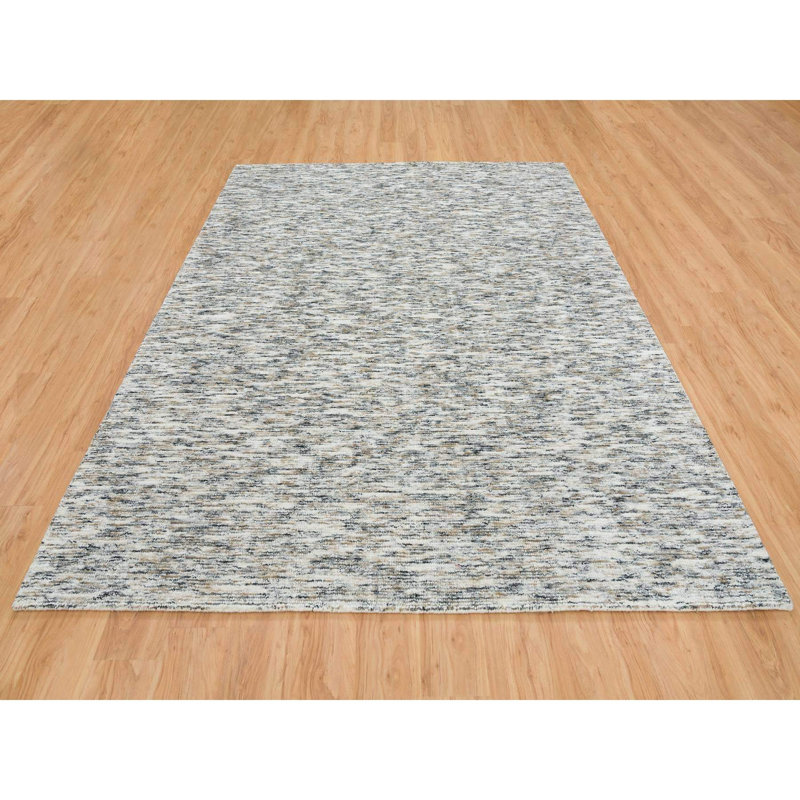 Tapis beige nouvel âge noué à la main de conception unique 8 pi 3 po x 10 pi Vedra