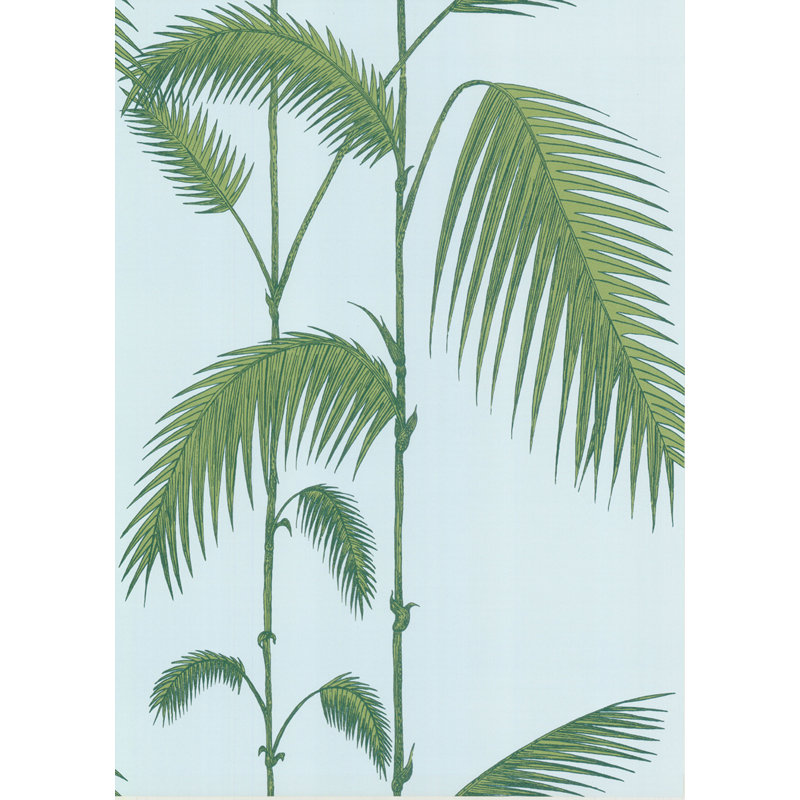 Icons Palm Leaves Floral Wallpaper Roll, Pale Blue