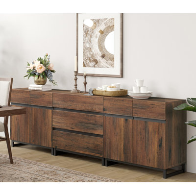 Modern Storage Cabinet, 3 In 1 Modern Sideboard With Adjustable Shelves And 3 Drawers, Coffee Bar Cabinet For Living Room, Dining Room