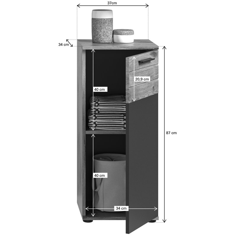 Harminder 37cm W x 87cm H x 34cm D Mounting on the wall Bathroom Cabinet