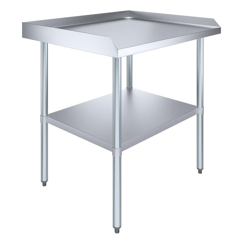 Commercial Metal Table with Backsplash and Sidesplashes, 35.00" H x 36.00" W x 30.00" D