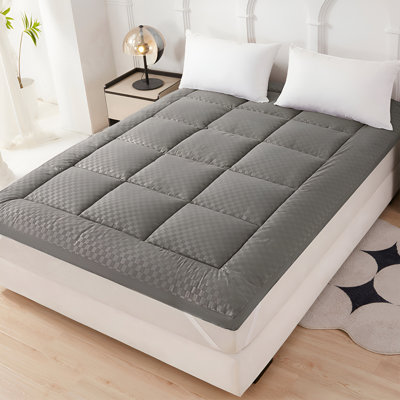 Surmatelas très épais, surmatelas moelleux avec poche profonde (8 à 12 po), lavable à la machine, confort amélioré pour une utilisation en toutes saisons, gris foncé, très grand californien (80 x 78 po)