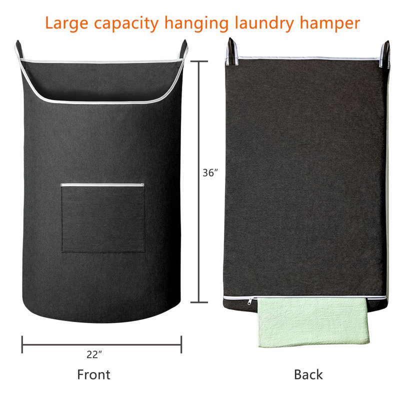 Panier à linge, sac de rangement suspendu XL, 36 po x 22 po, durable, grande capacité, imperméable, noir