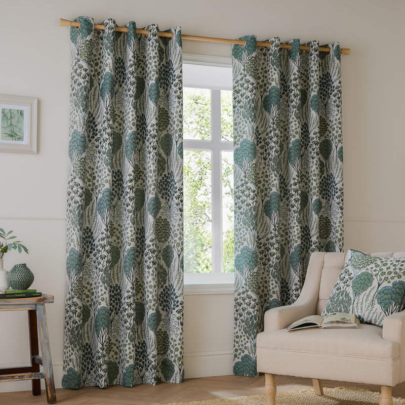 Room Darkening Curtain Panel Pair, Green, 117cm Width x 183cm Drop