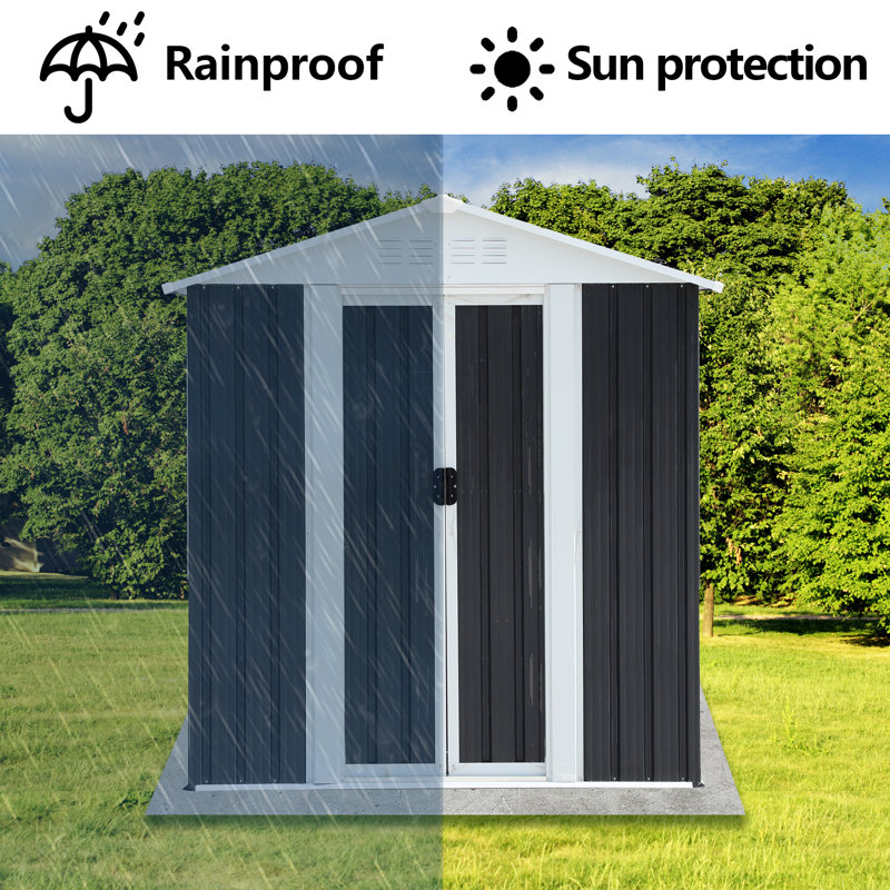 5x3 ft Outdoor Storage Shed with Apex Roof - Galvanized Steel Lockable Garden Shed for Tools & Equipment, Weather-Resistant Metal Shed with Ventilation