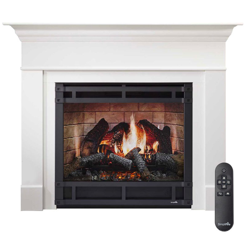 SimpliFire Inception 36- in Electric Fireplace with Halston Front and Westcott Mantel