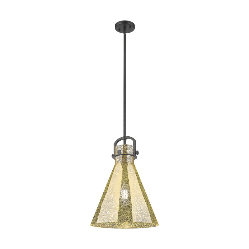 Abisaid 1 Light 10" Stem Hung Pendant, Mercury, Matte Black, 15" H x 14" W x 14" D