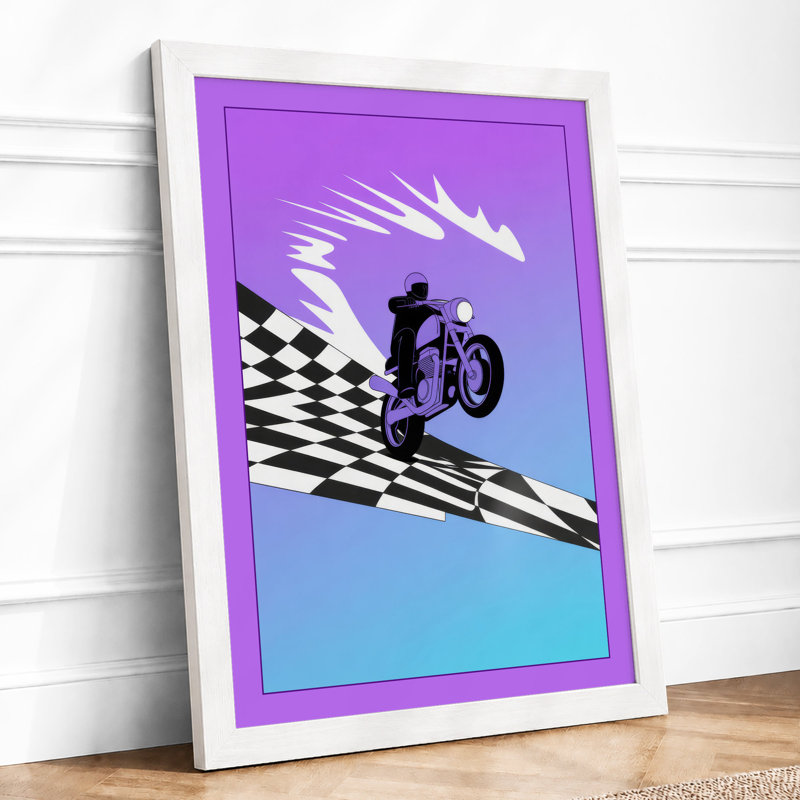 Stunt Rider Ascent Modern - Framed Print, A2 - 59.4 x 42.0 cm, White