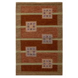 Rug & Kilim’S Scandinavian Style Geometric Red Orange And Green Wool Kilim