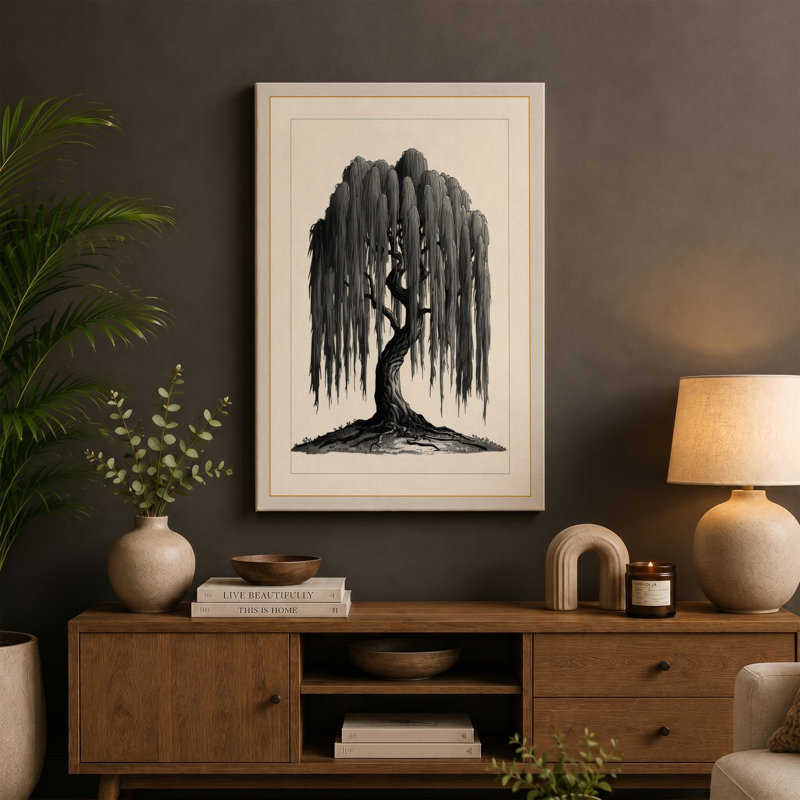 Weeping Willow Botanical - Wrapped Canvas, White Border, 30x20 - 76.2 x 50.8 cm