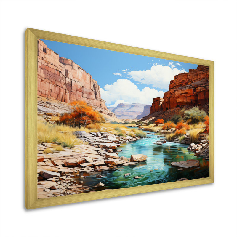 «Blae Neveda Canyon Scenery III», reproduction sur toile, H 30 po x l 40 po x P 1,5 po, Cadre doré à une seule photo