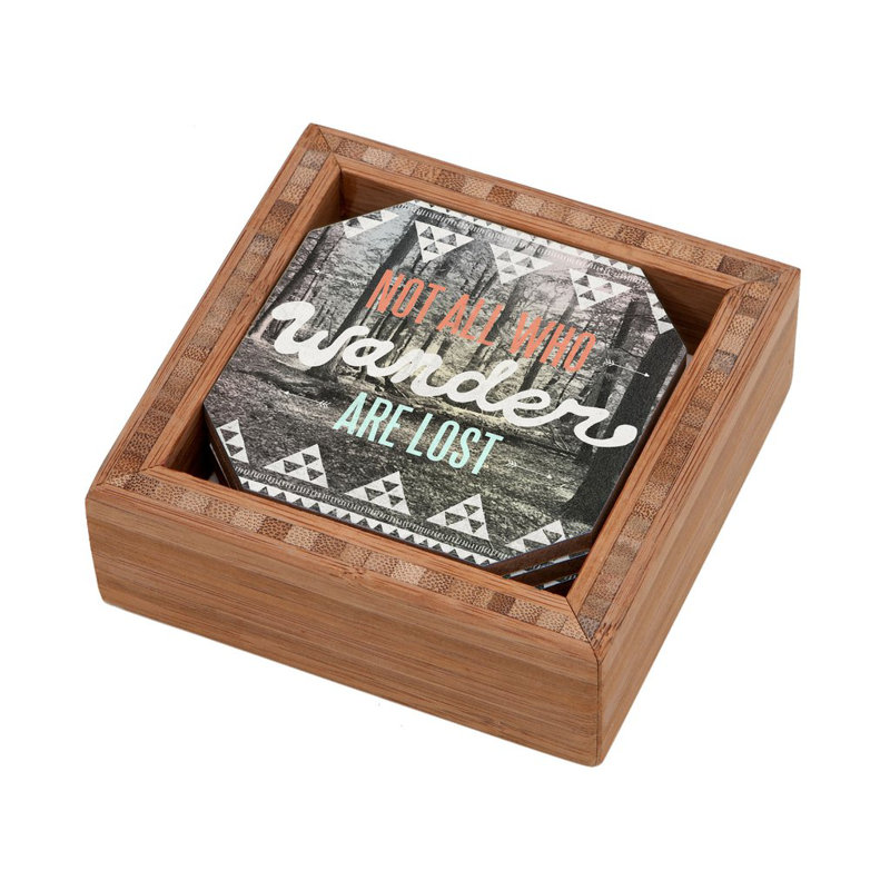 Wood 4 Piece Coaster Set
